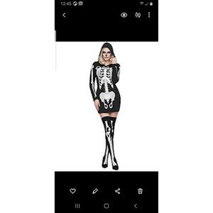 SEXY SKELETON WOMAN & THIGH HIGHS COSTUME COSPLAY WOMENS BRAND NWT Medium